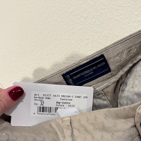 Re-Hash Men's Beige Patterned Chinos, 32x32, nwt - Picture 2 of 6